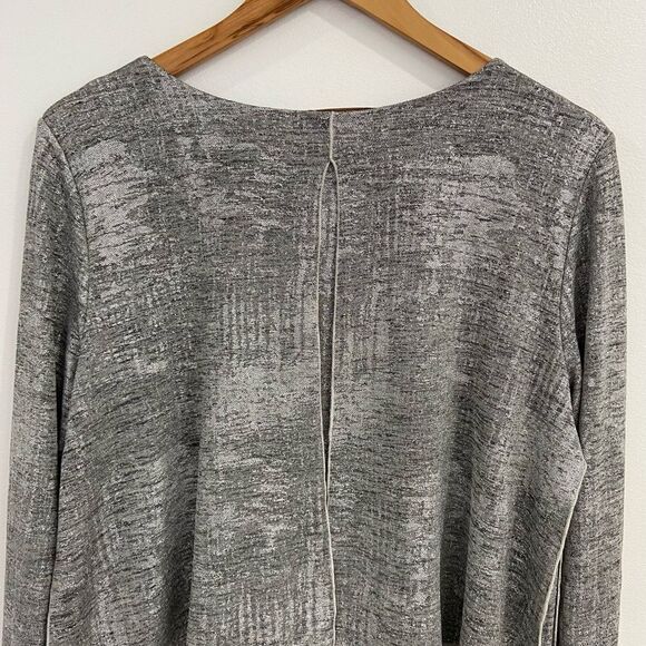 Soft Surroundings Silver Metallic Layered Long Sleeve Blouse. Size Medium - Picture 9 of 11